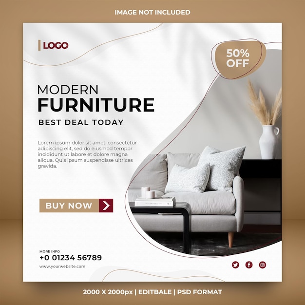 Modern furniture sale banner or social media post template