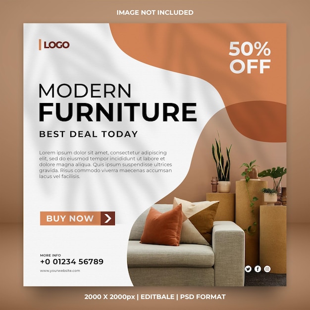 Modern furniture sale banner or social media post template