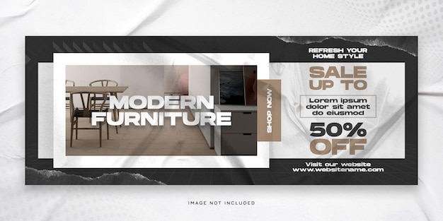 Modern furniture sale facebook timeline cover and web banner psd template