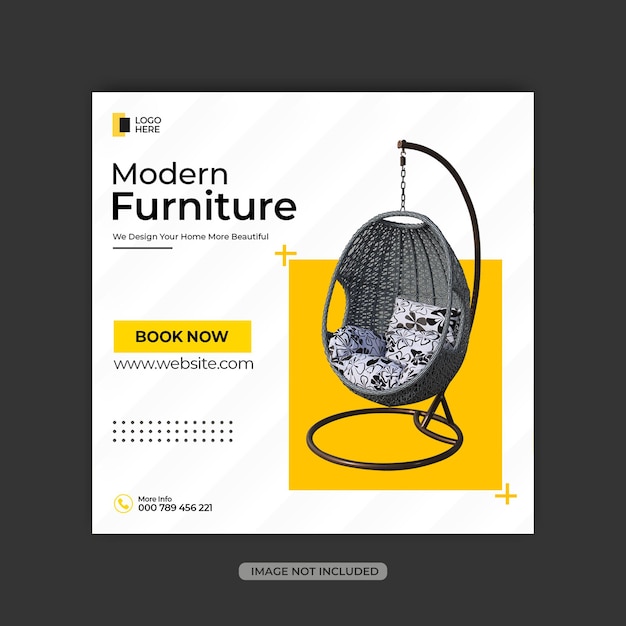 Modern furniture sale promotional social media banner template