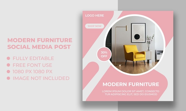 Modern furniture sale social media post banner and web banner template