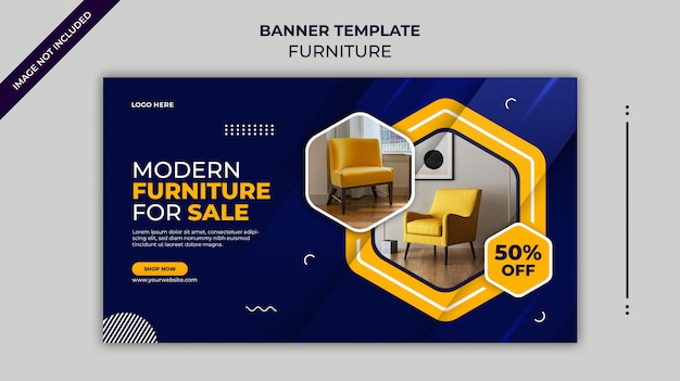 PSD modern furniture sale web banner or instagram  banner template