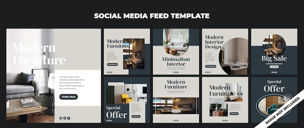 Modern furniture social media instagram post banner template collection 3