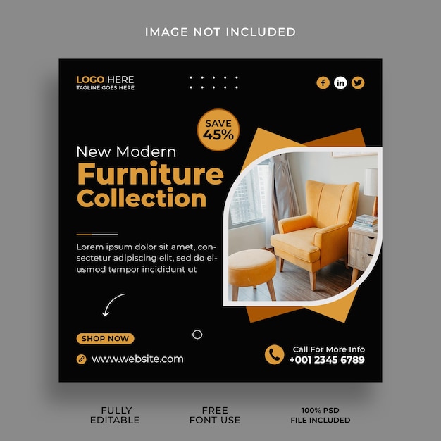 Modern furniture social media and instagram post template design