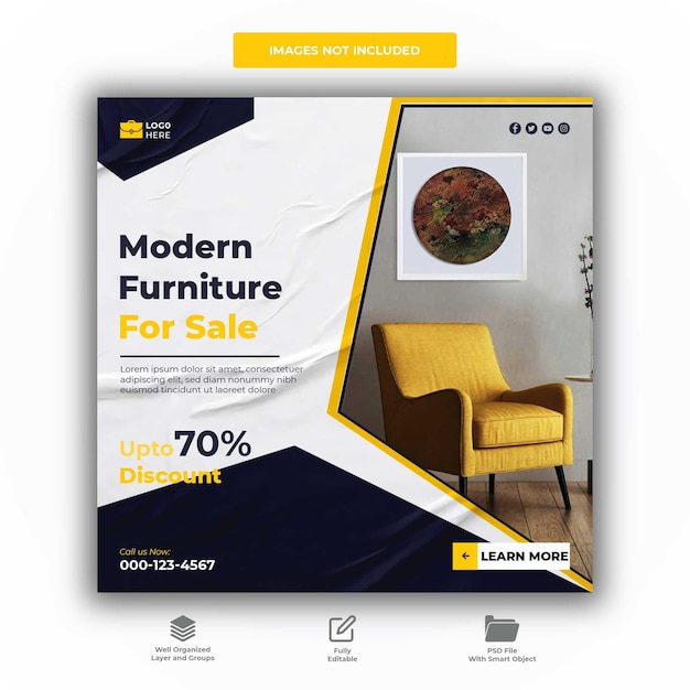 Modern Furniture  Social Media Post Design Template