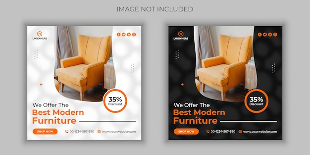 Modern furniture social media post and instagram banner template design