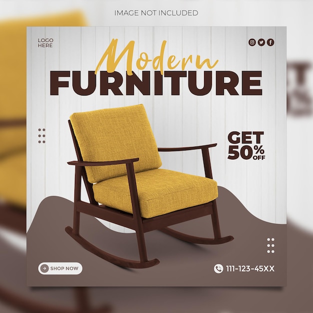 Modern Furniture social media promotion banner and instagram poster template