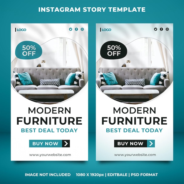 Modern furniture template social media story design