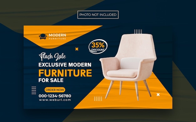 Modern furniture web banner and header cover design template