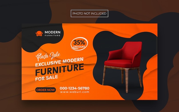 Modern furniture web banner and header cover design template