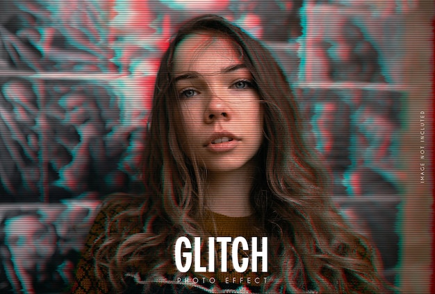 PSD modern glitch photoshop photo effect template