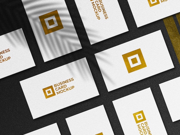 Modern golden business cards mockup