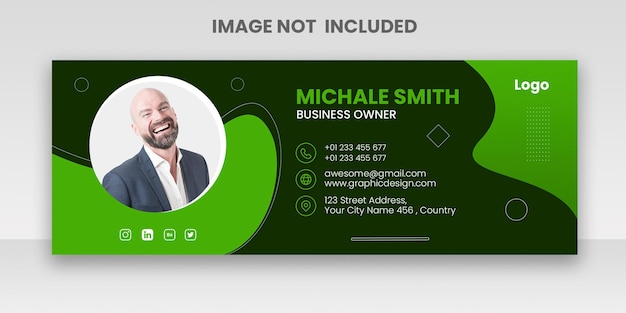 Modern Green Email signature design and professional facebook banner template PSD