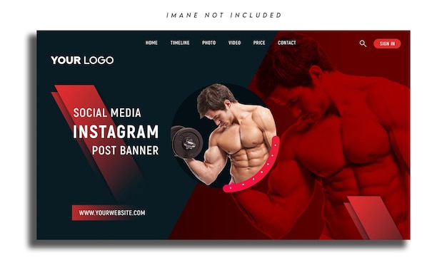 PSD modern gym and fitness social media banner ad sport layout psd