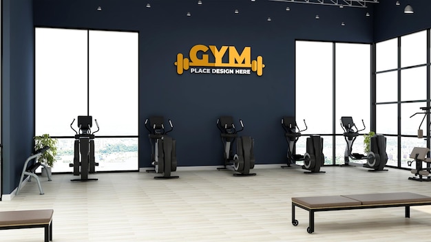 modern gym wall logo mockup