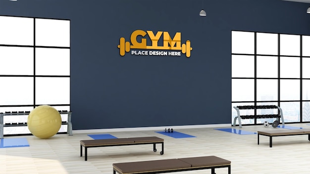 modern gym wall logo mockup