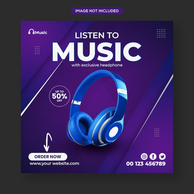 Modern headphone sale social media Facebook and Instagram post design