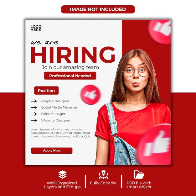 Modern Hiring Announcement Social Media Post Template