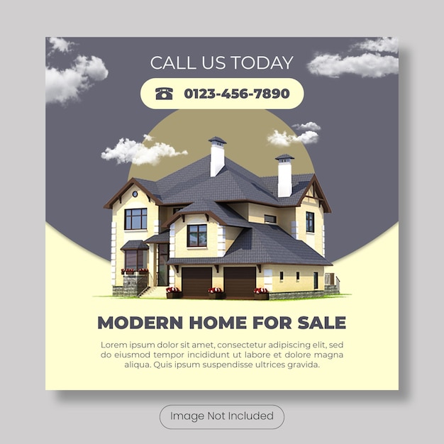 Modern home for sale instagram post template banner