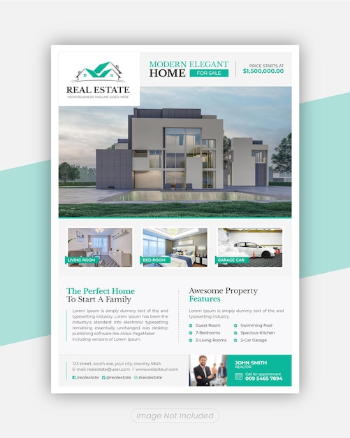 Modern home for sale Real Estate Flyer template design