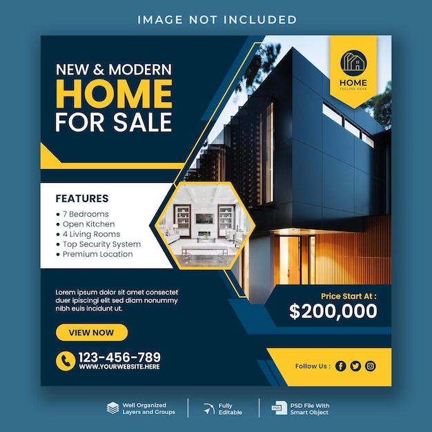 Modern home for sale social media post template