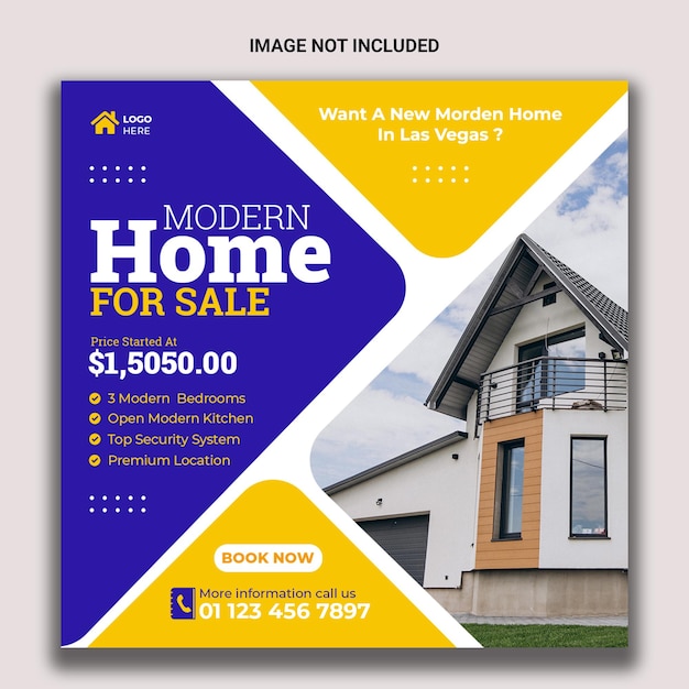 Modern home for sale social media post template