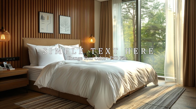 Modern Hotel Room with a View of Lush Greenery