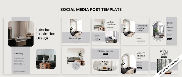 Modern house interior design instagram feed template collection