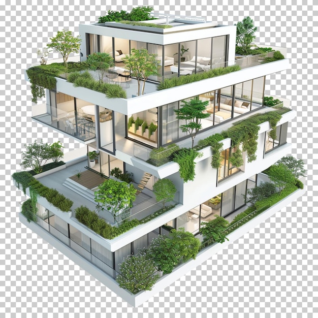 Modern house isolated on transparent background