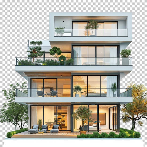 Modern house isolated on transparent background