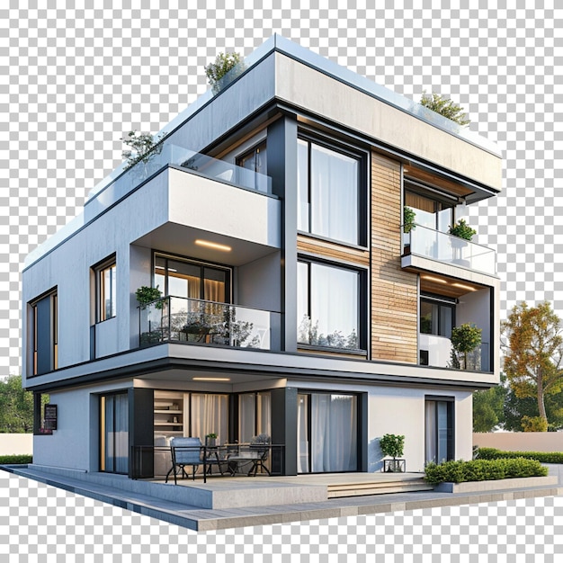 Modern house isolated on transparent background