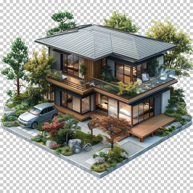 Modern house isolated on transparent background