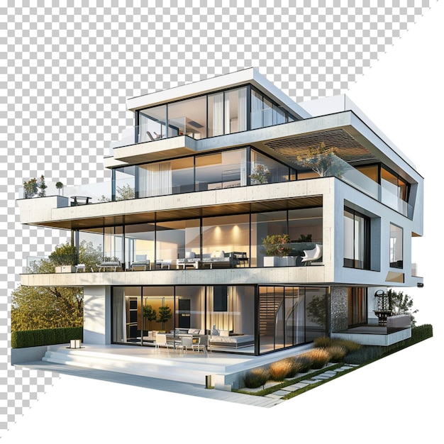 Modern house isolated on transparent background