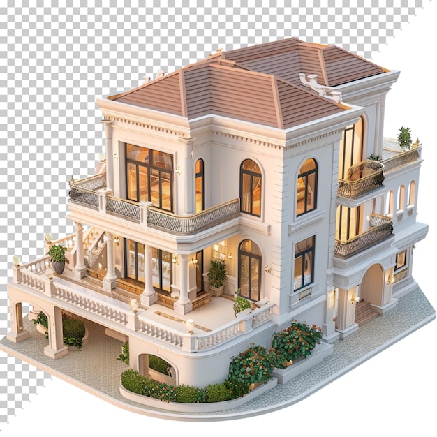 Modern house isolated on transparent background