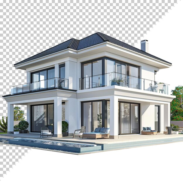 Modern house isolated on transparent background