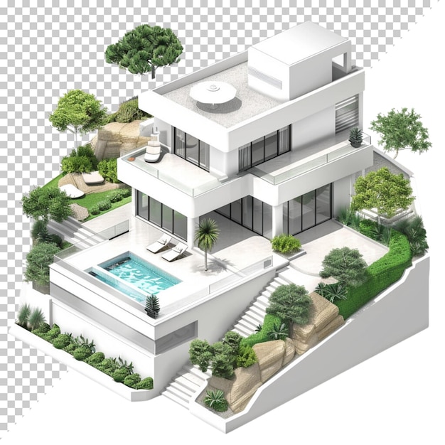 Modern house isolated on transparent background