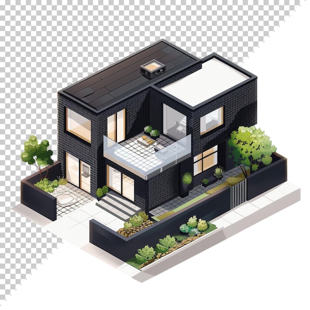 Modern house isolated on transparent background