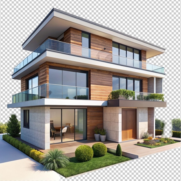 modern house isolated on transparent background