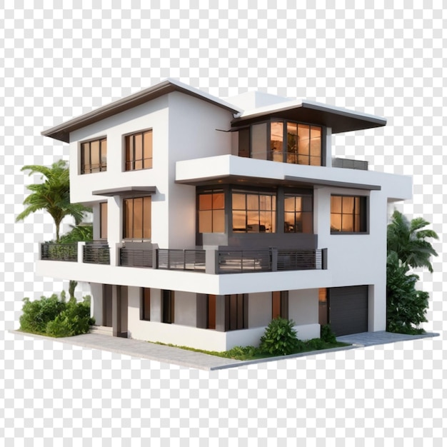 Modern house isolated on transparent background