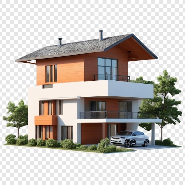 Modern house isolated on transparent background