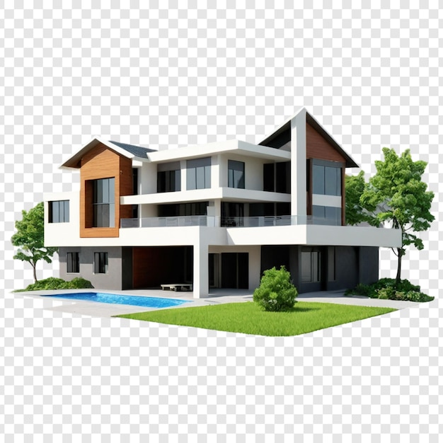 Modern house isolated on transparent background