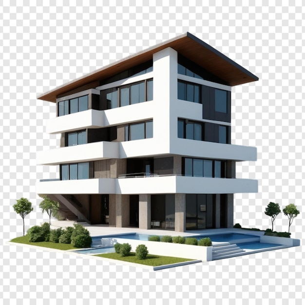 PSD modern house isolated on transparent background