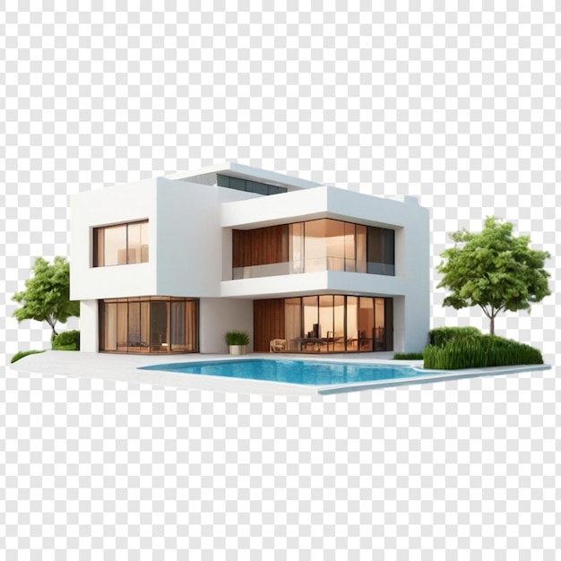 Modern house isolated on transparent background