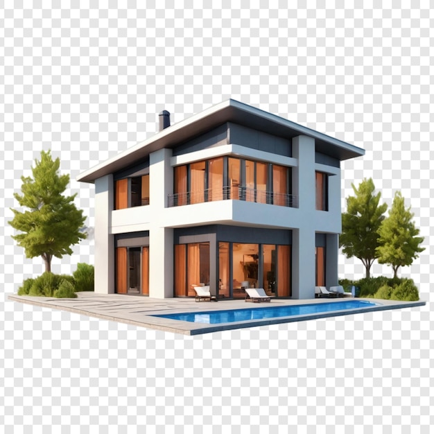 Modern house isolated on transparent background