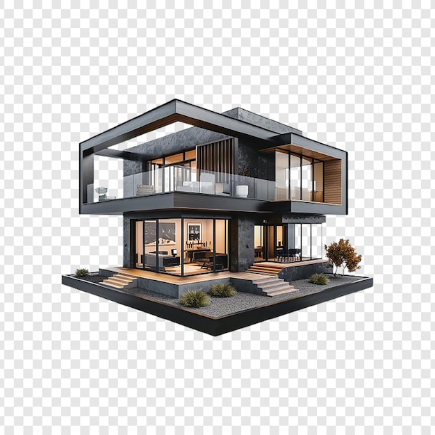 PSD modern house isolated on transparent background