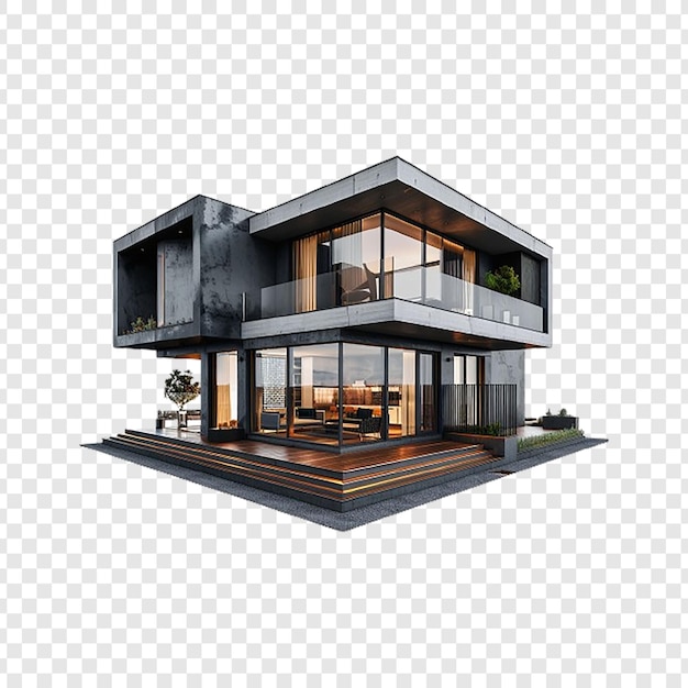 PSD modern house isolated on transparent background