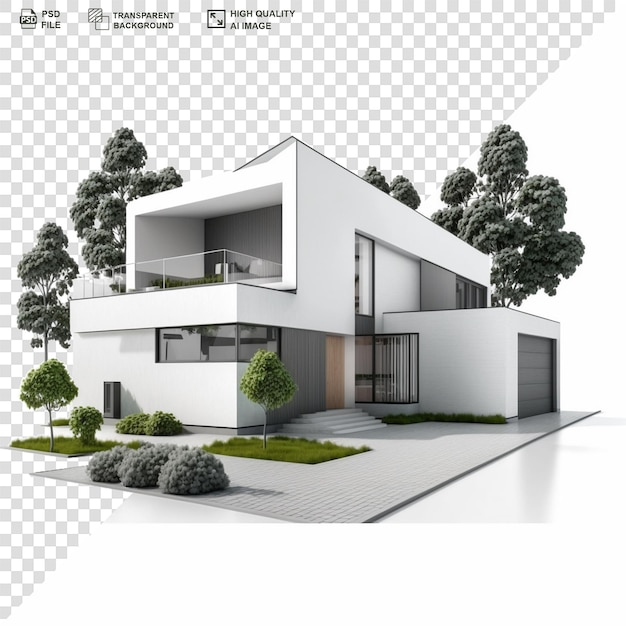 Modern house miniature isolated on transparent background