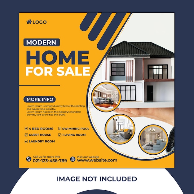 Modern house for sale social media banner template