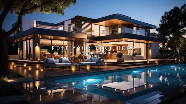 PSD modern house and swimming pool