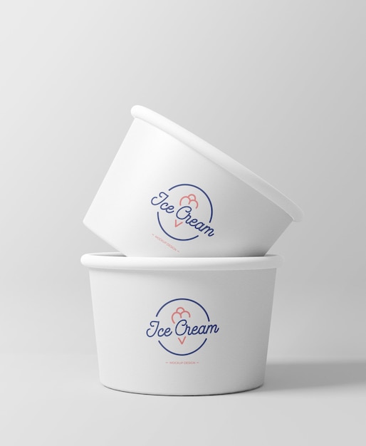 Modern ice cream cups mockup